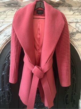 Sentaler Alpaca Wool Mid Length Shawl Collar Wrap Coat XS